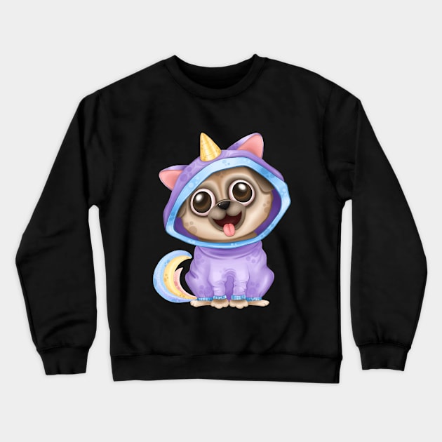 Pug in a unicorn suit Crewneck Sweatshirt by ekossa_art